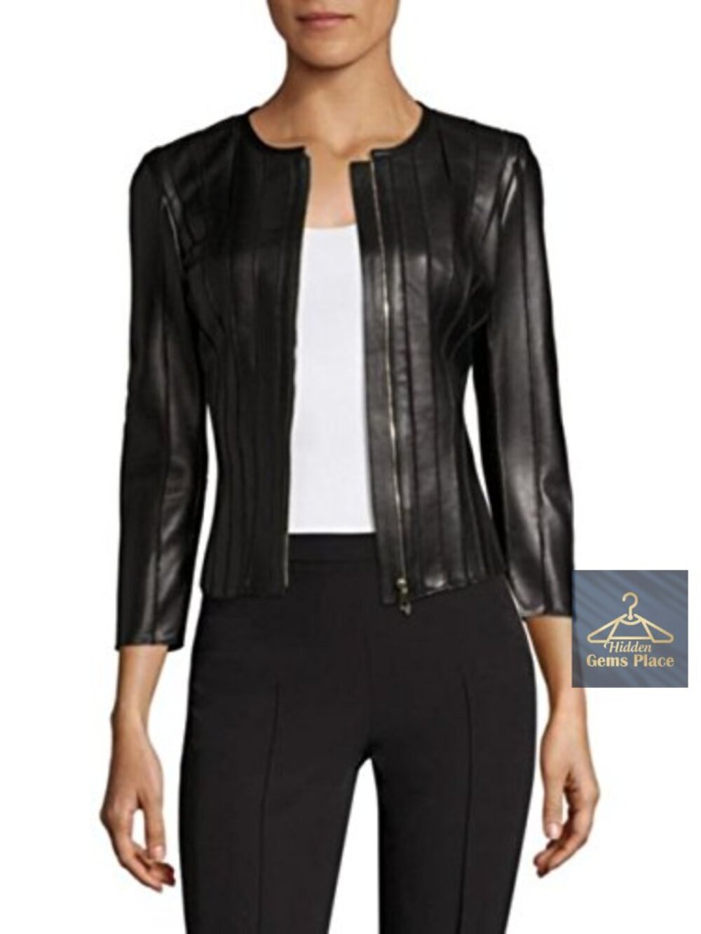 SID Women's Floating Bomber Lambskin Leather Jacket Biker Style